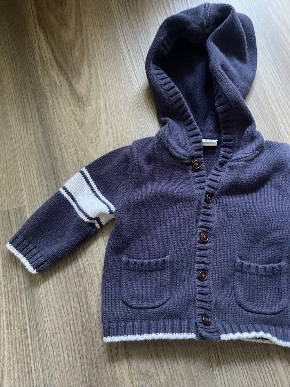 Janie and Jack Navy Varsity Knit Hoodie Sweater Cardigan 3 - 6 Month Preppy chic
